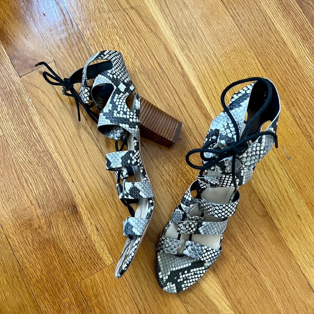 Marc Fisher Snake Print Block Heels Lace Up Sigh … - image 4